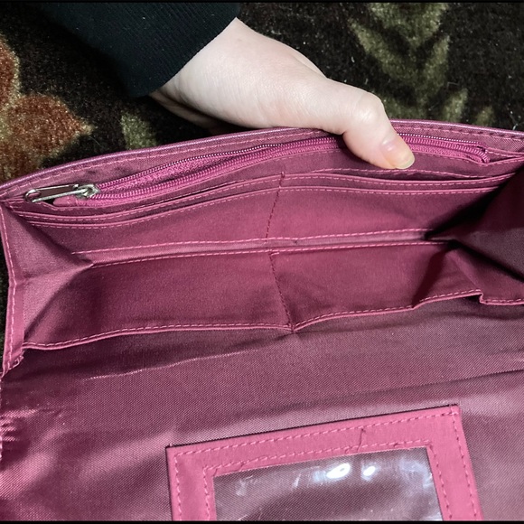 Kenneth Cole reaction purple leather wristlet clutch wallet matching coin purse - Picture 10 of 12